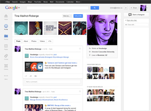 Google+'s new design: Profile page
